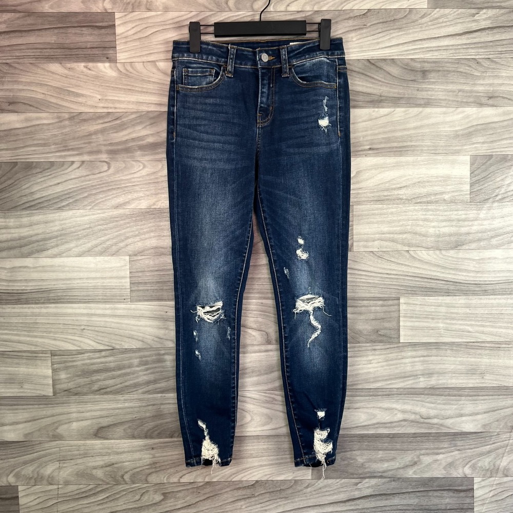 Bridge by Gly Jeans Ankle Skinny Jeans Women's 25 Blue Denim Mid-Rise Distressed